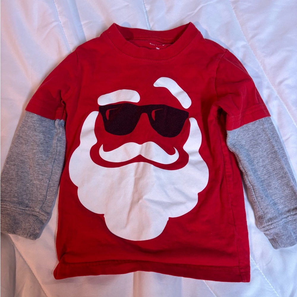 Carters Red Santa Graphic Kids Shirt 2t Christmas